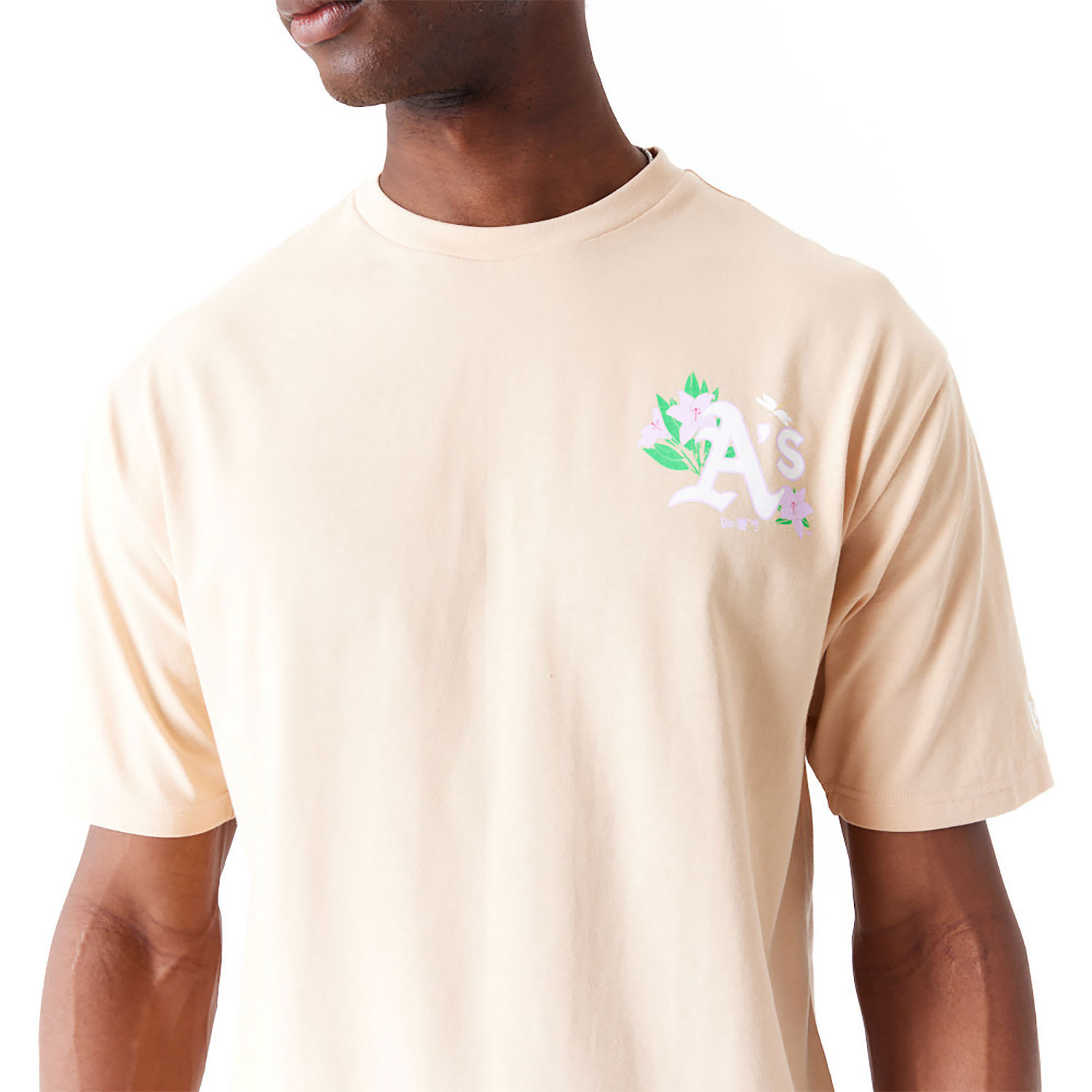 Oakland Athletics MLB Floral Graphic Light Beige Oversized T-Shirt