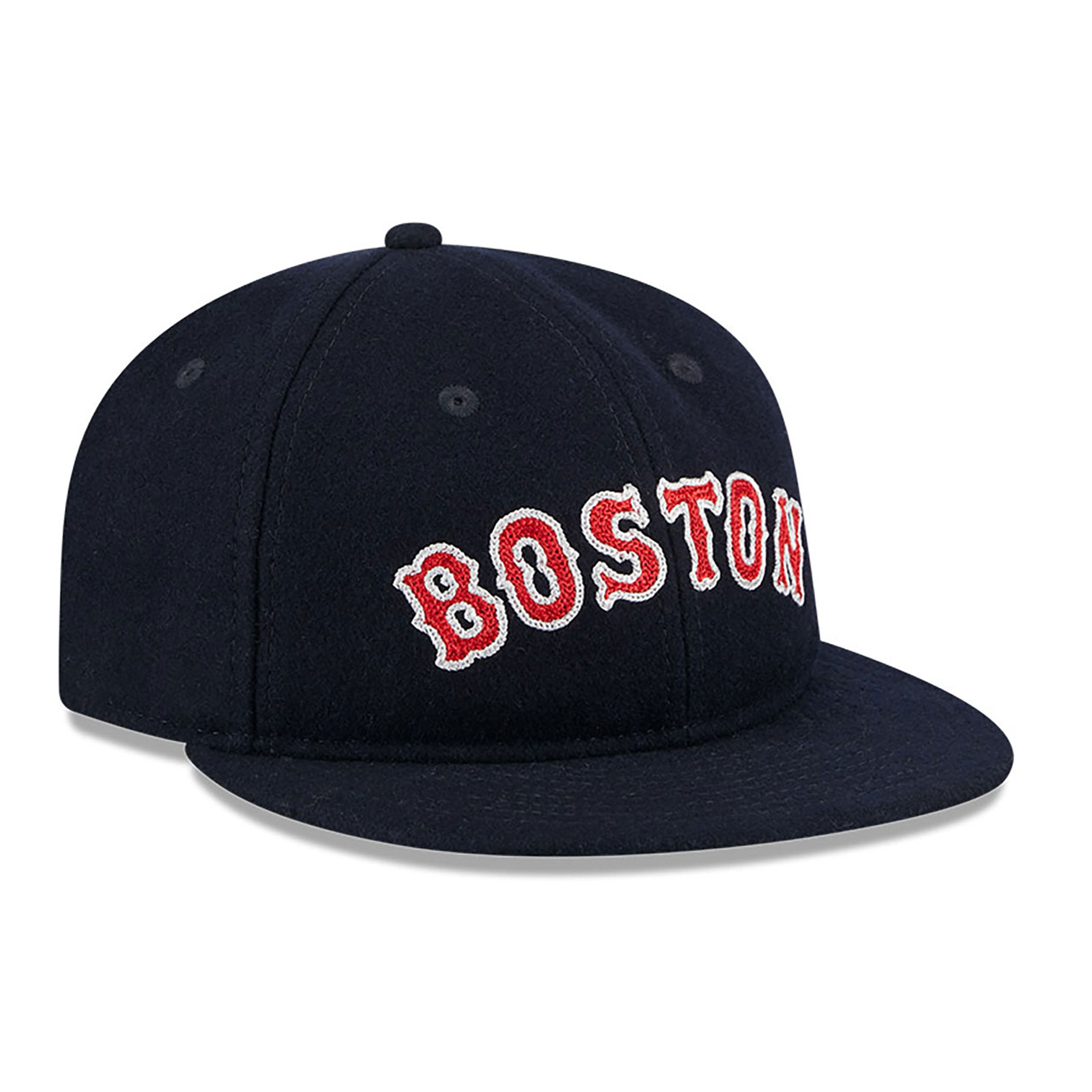 Boston Red Sox Melton Wool Navy Retro Crown 9FIFTY Strapback Cap