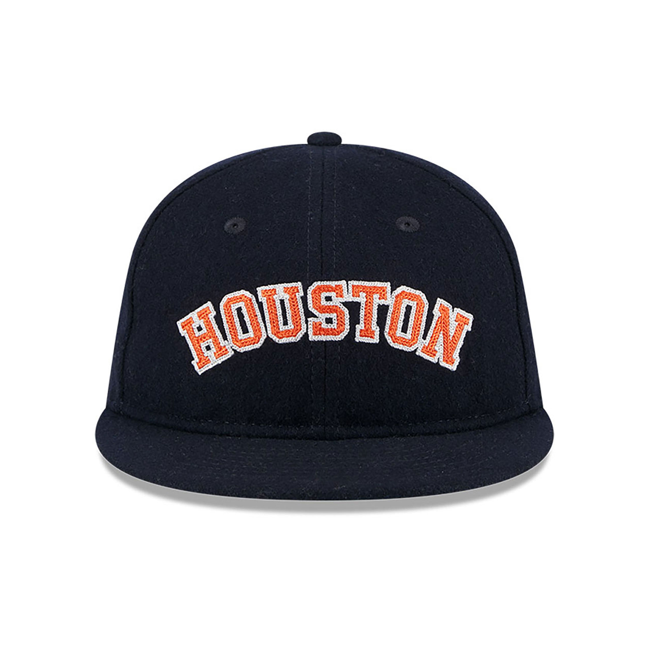 Houston Astros Melton Wool Navy Retro Crown 9FIFTY Strapback Cap