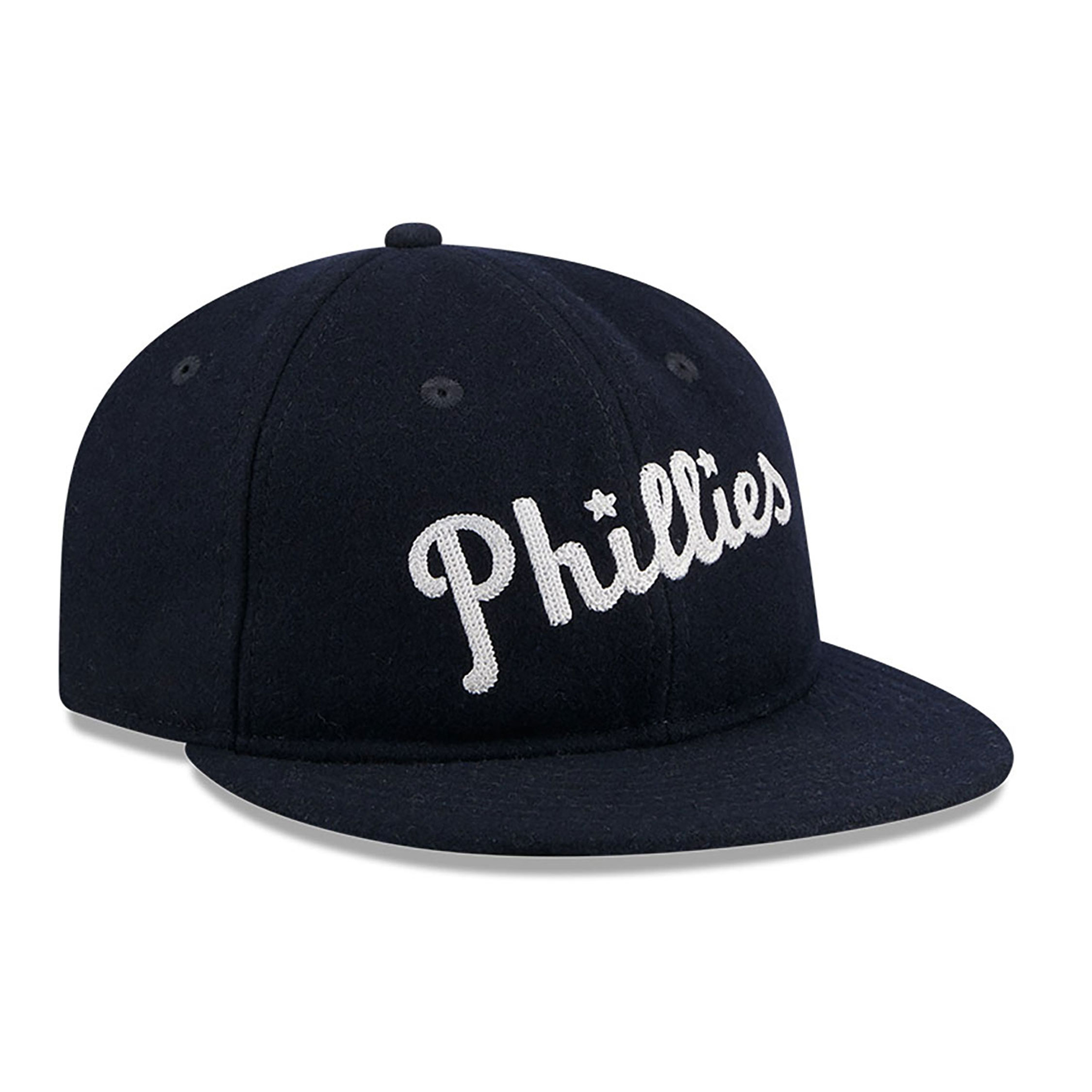 Philadelphia Phillies Melton Wool Navy Retro Crown 9FIFTY Strapback Cap