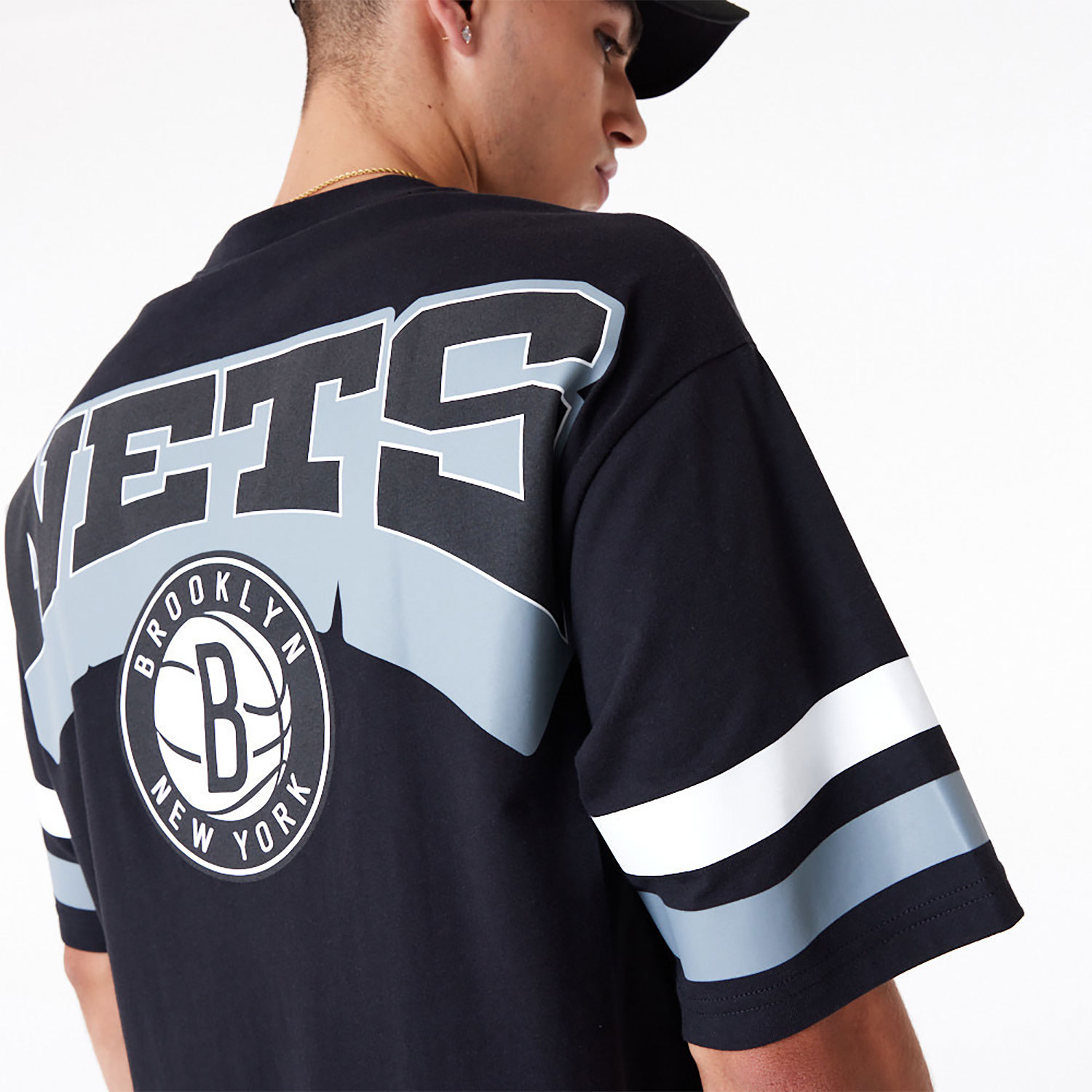 Brooklyn Nets NBA Arch Graphic Black Oversized T-Shirt