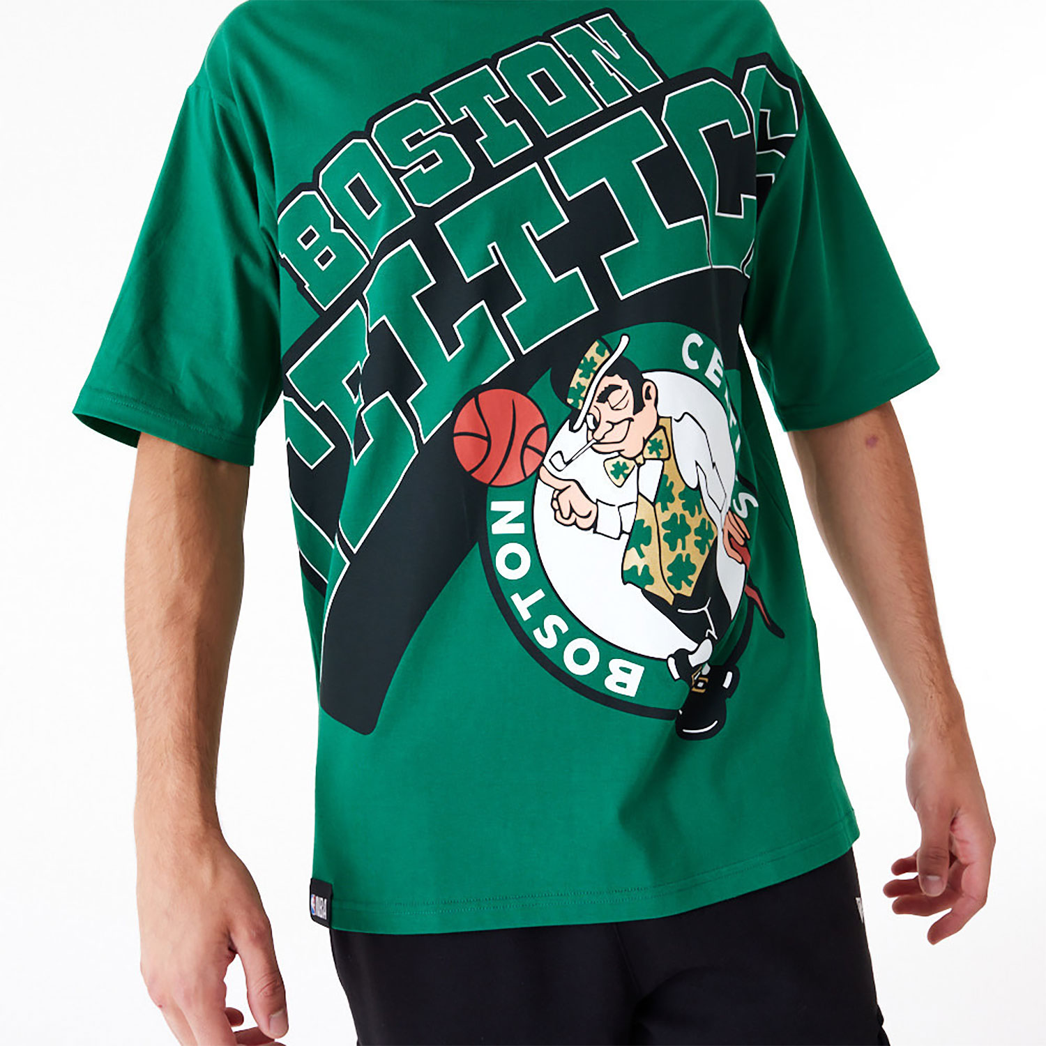 Boston Celtics NBA Large Wordmark Green Oversized T-Shirt