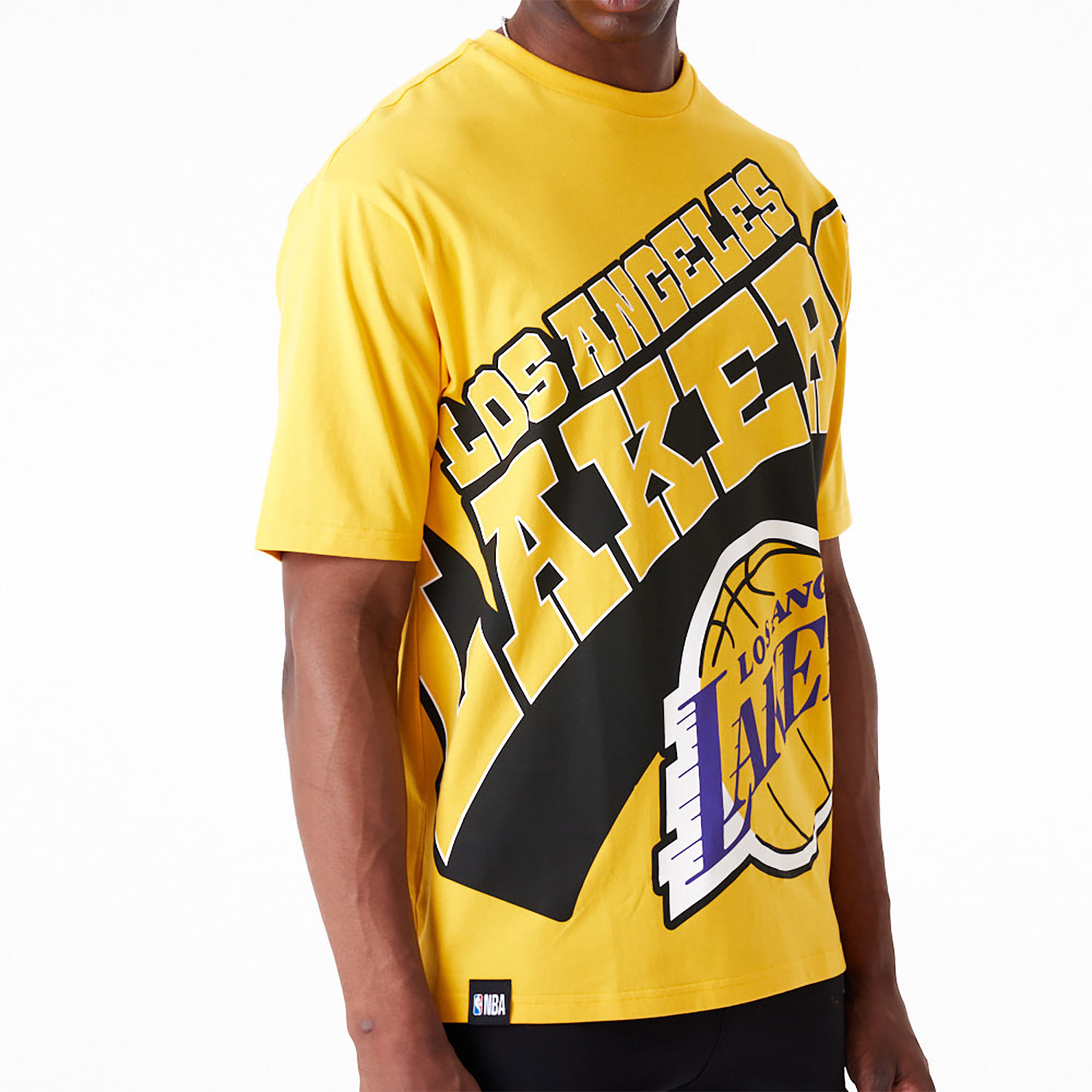LA Lakers NBA Large Wordmark Dark Yellow Oversized T-Shirt