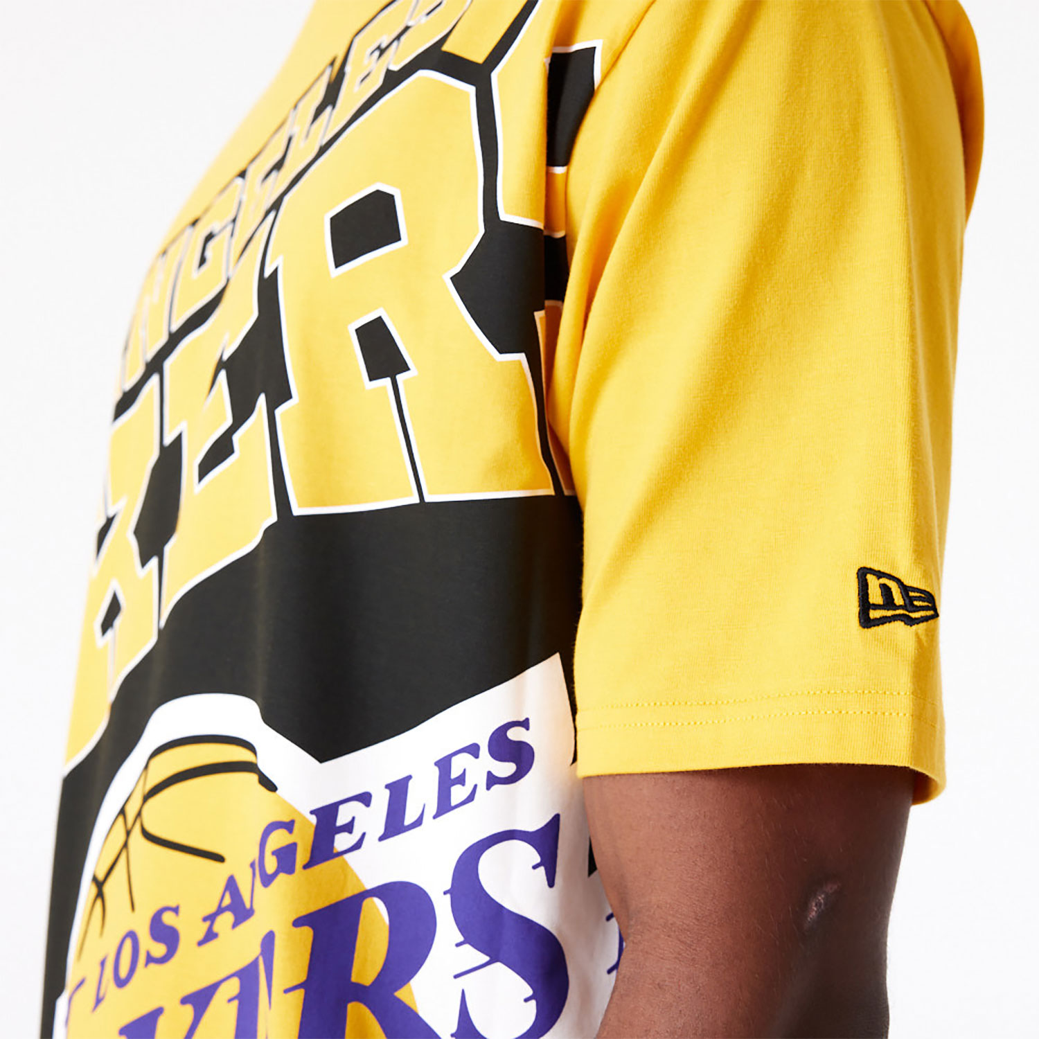 LA Lakers NBA Large Wordmark Dark Yellow Oversized T-Shirt