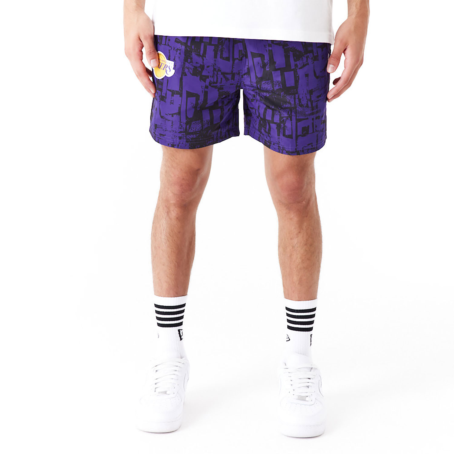 LA Lakers NBA All Over Print Purple Shorts