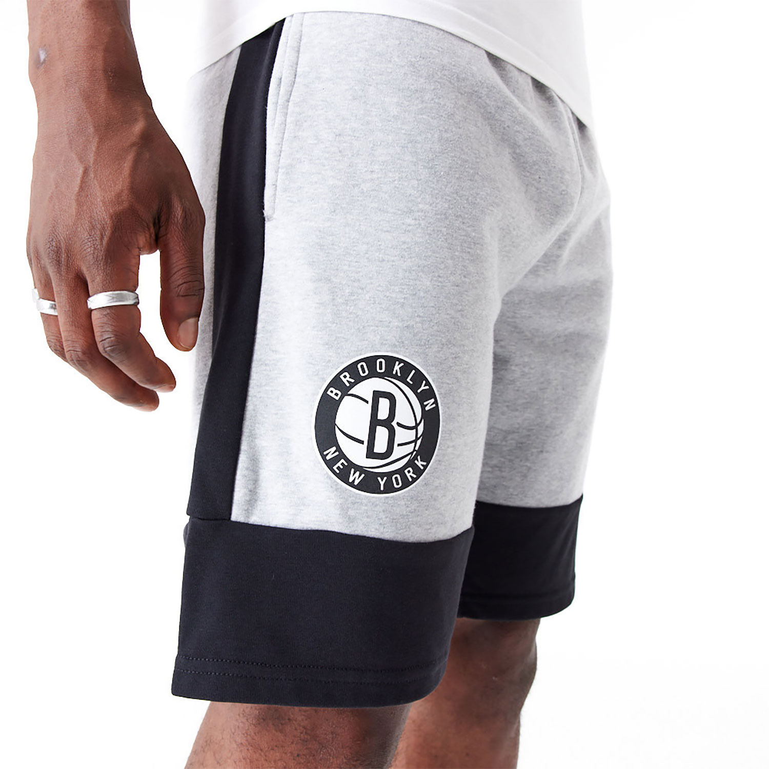 Brooklyn Nets NBA Colour Block Grey Shorts