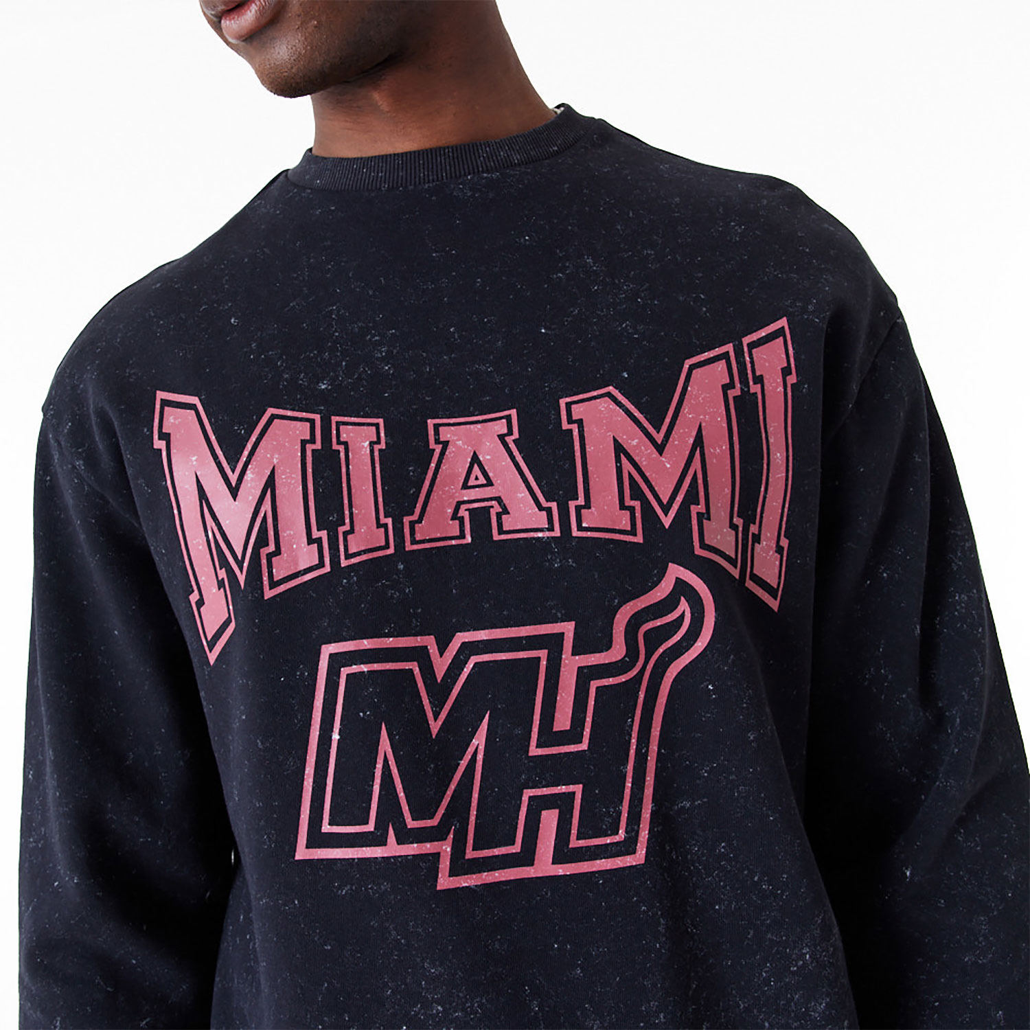 Miami Heat NBA Washed Black Crew Neck Sweatshirt