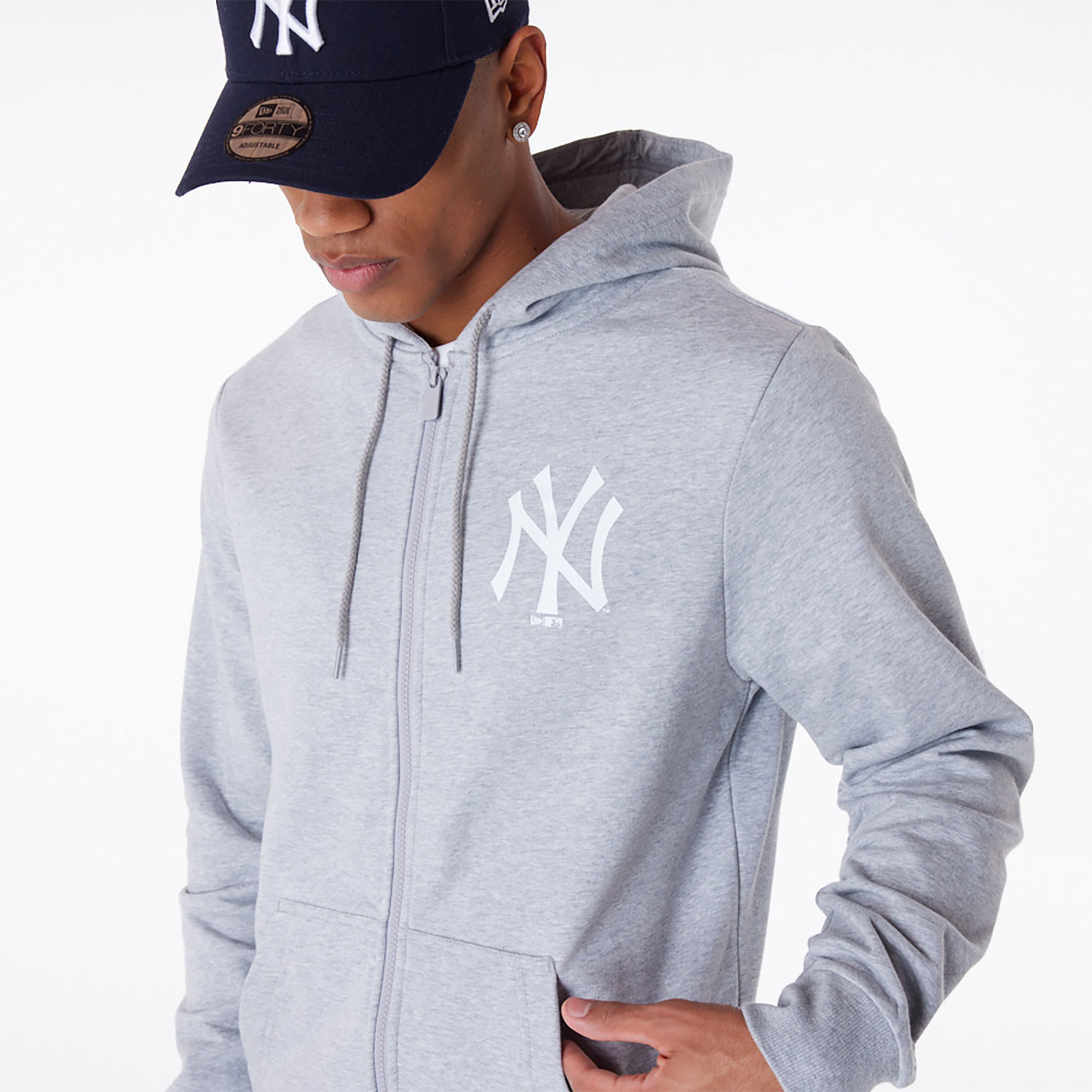 New York Yankees MLB Essential Grey Full Zip Hoodie