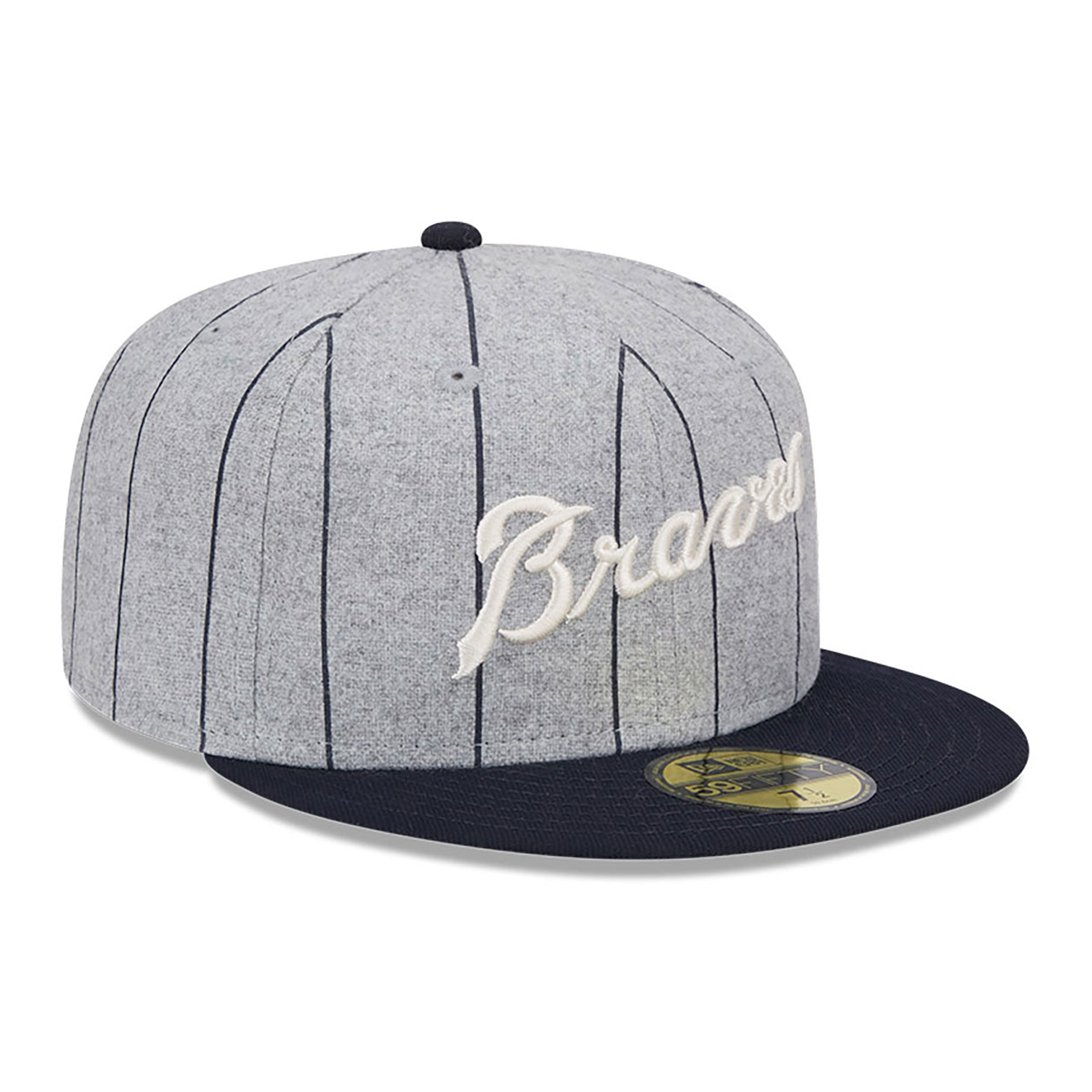 Atlanta Braves Heather Pinstripe Grey 59FIFTY Fitted Cap