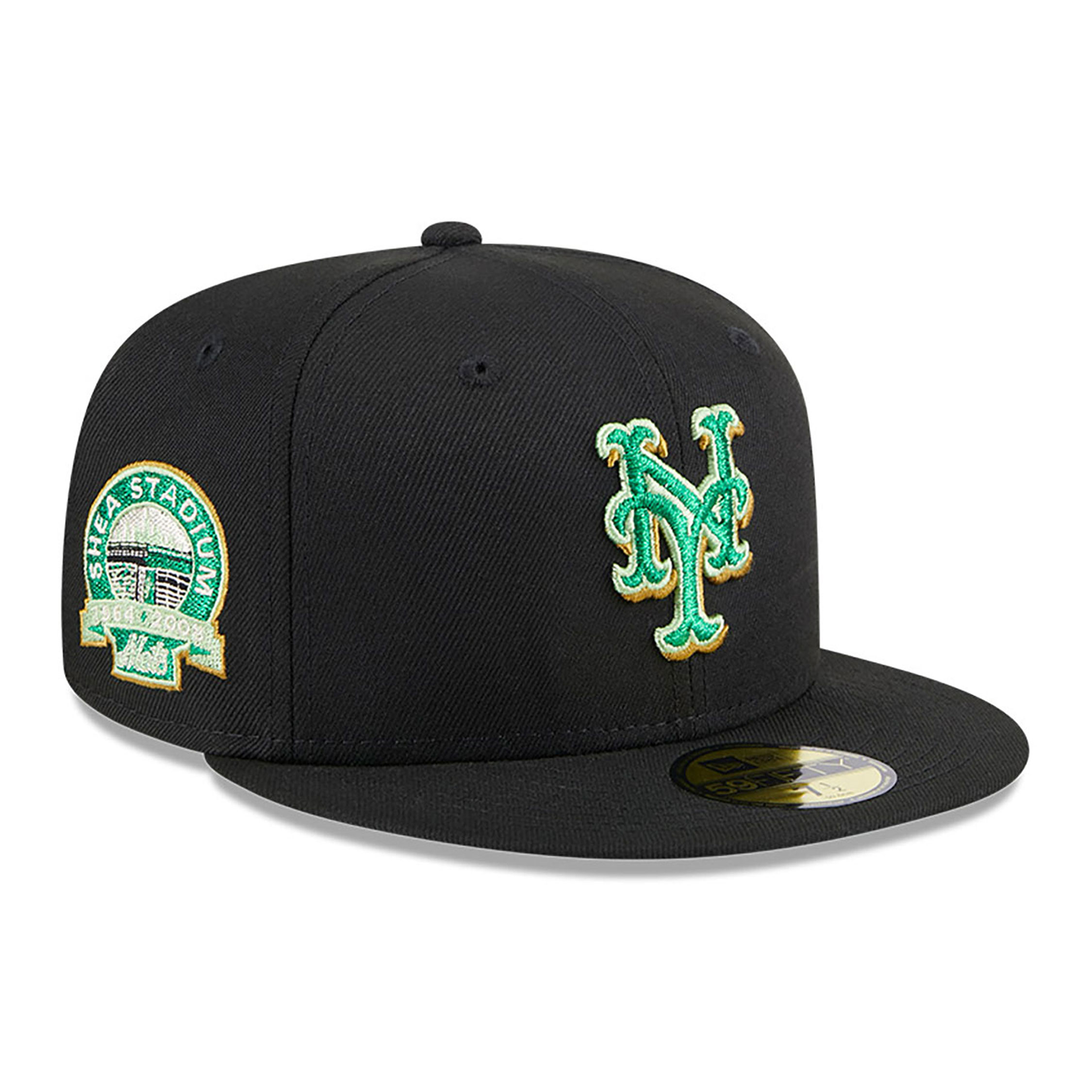 New York Mets Metallic Green Pop Black 59FIFTY Fitted Cap