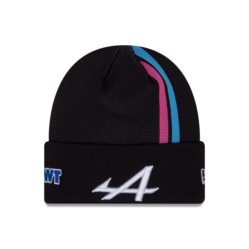 Alpine Racing Esteban Ocon Youth Black Stripe Cuff Knit Beanie Hat