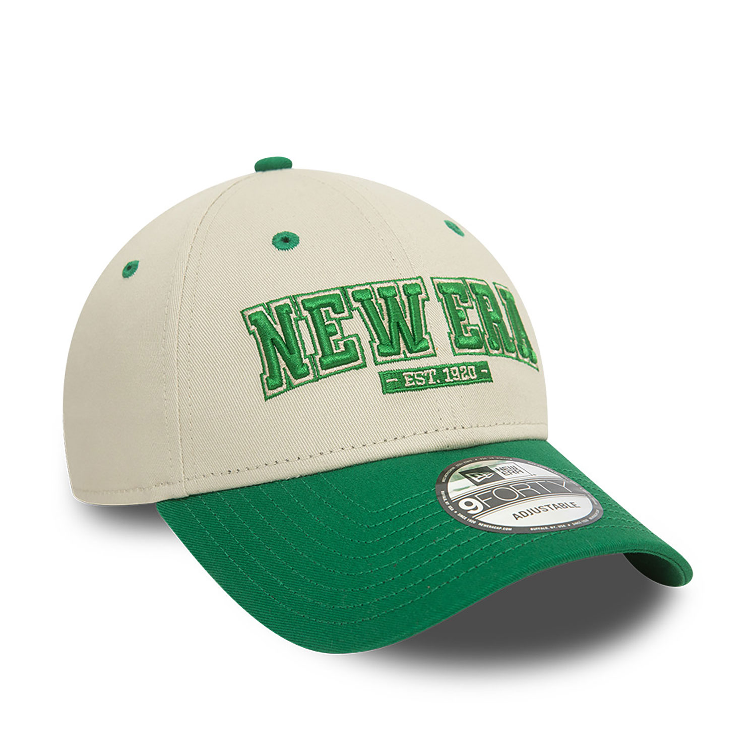 New Era Script Contrast Stone and Green 9FORTY Adjustable Cap