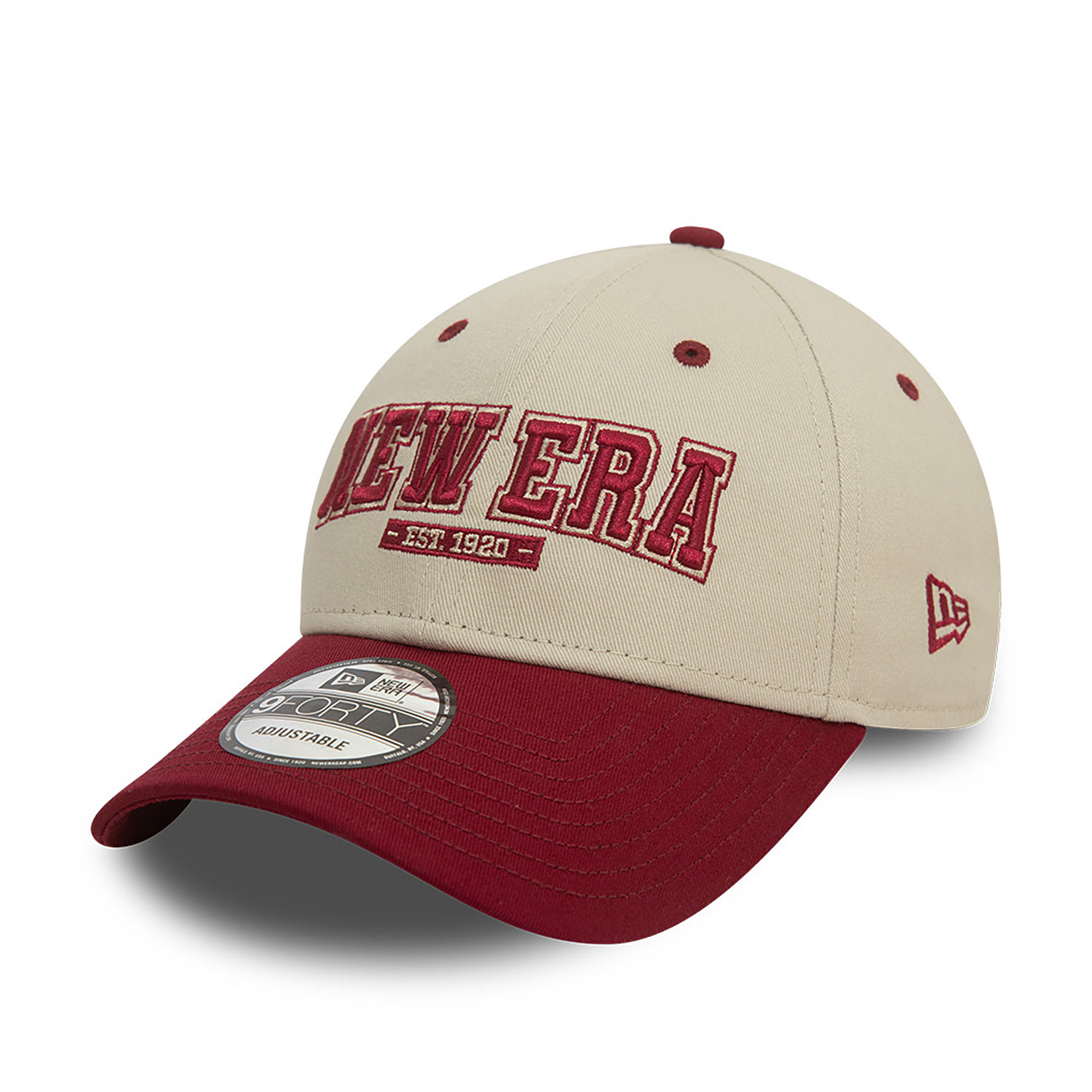New Era Script Contrast Stone and Red 9FORTY Adjustable Cap