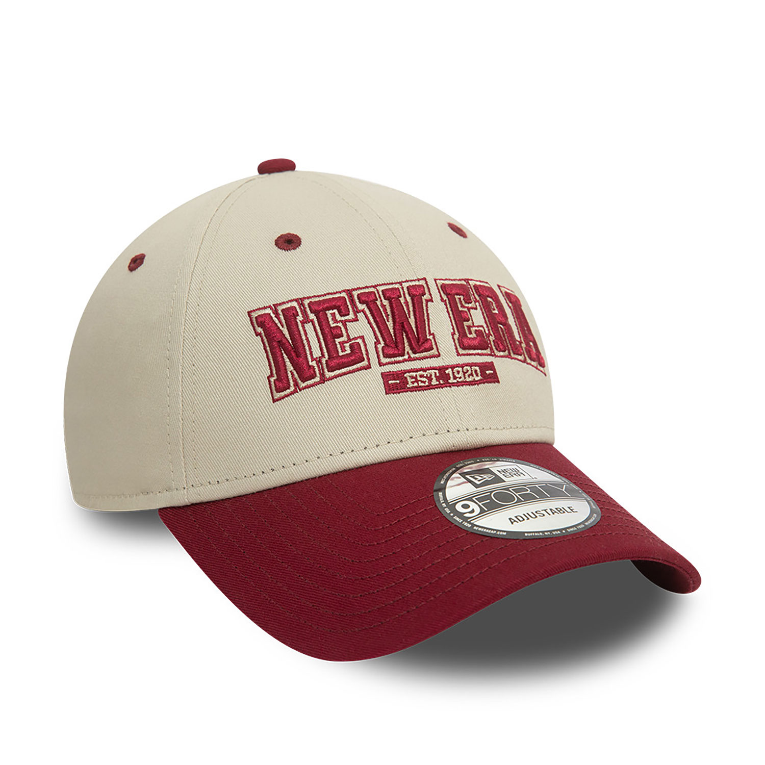 New Era Script Contrast Stone and Red 9FORTY Adjustable Cap