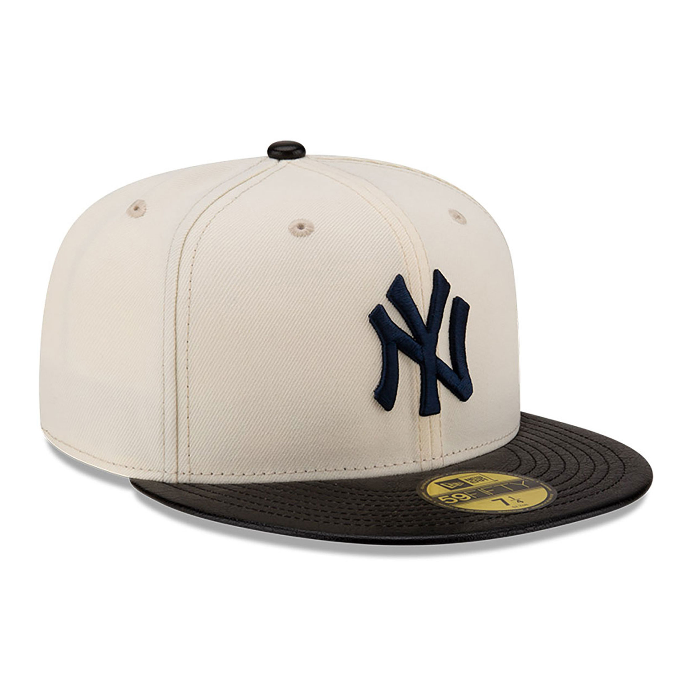 New York Yankees Leather Visor Chome White 59FIFTY Fitted Cap