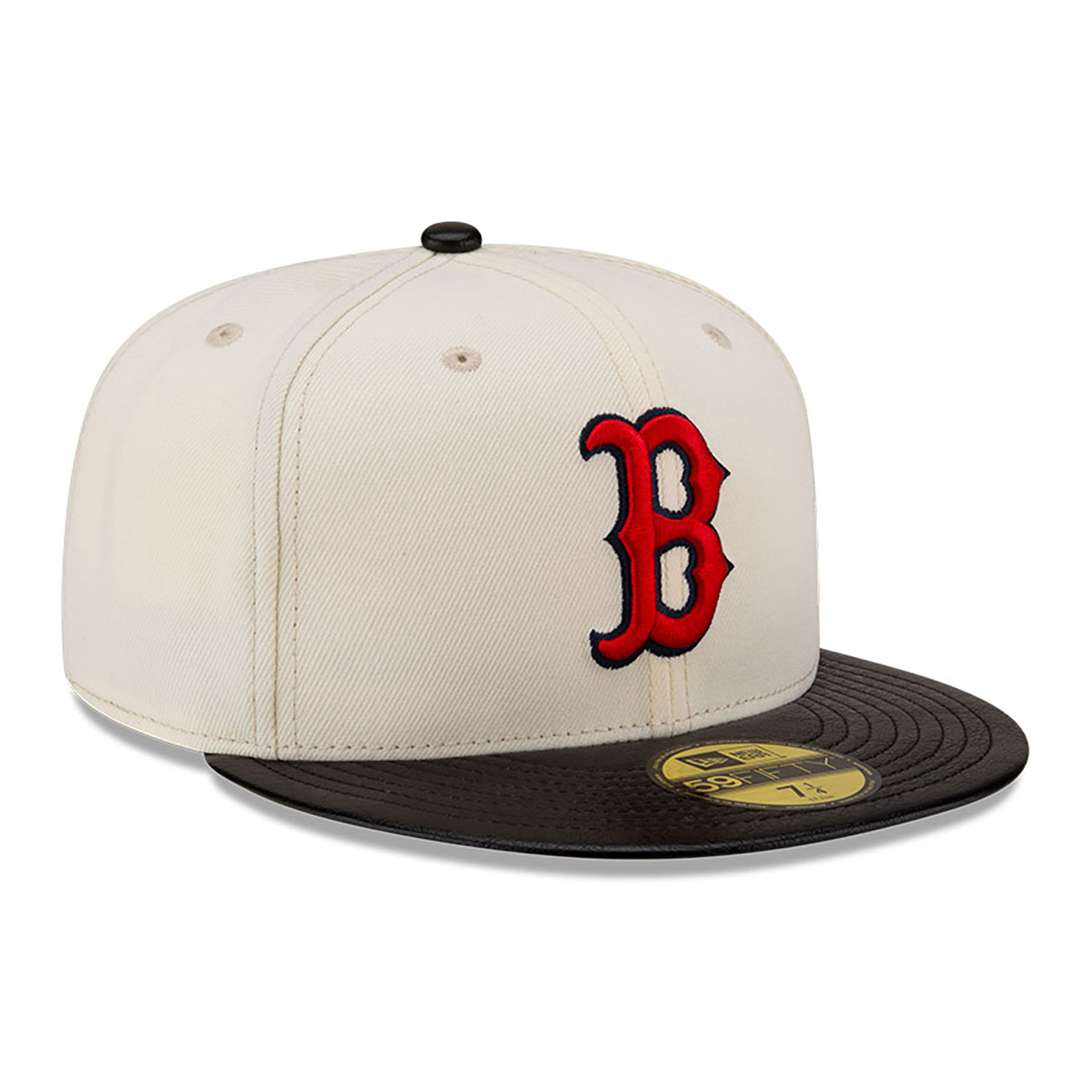 Boston Red Sox Leather Visor Chrome White 59FIFTY Fitted Cap