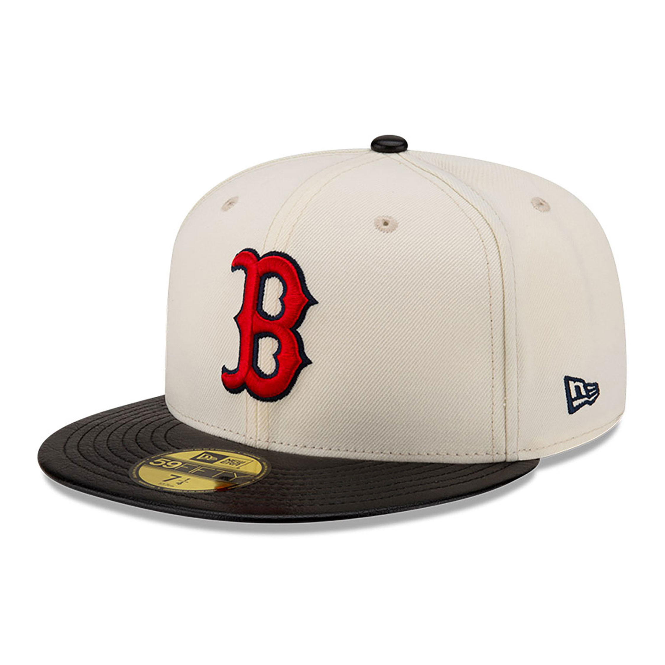Boston Red Sox Leather Visor Chrome White 59FIFTY Fitted Cap
