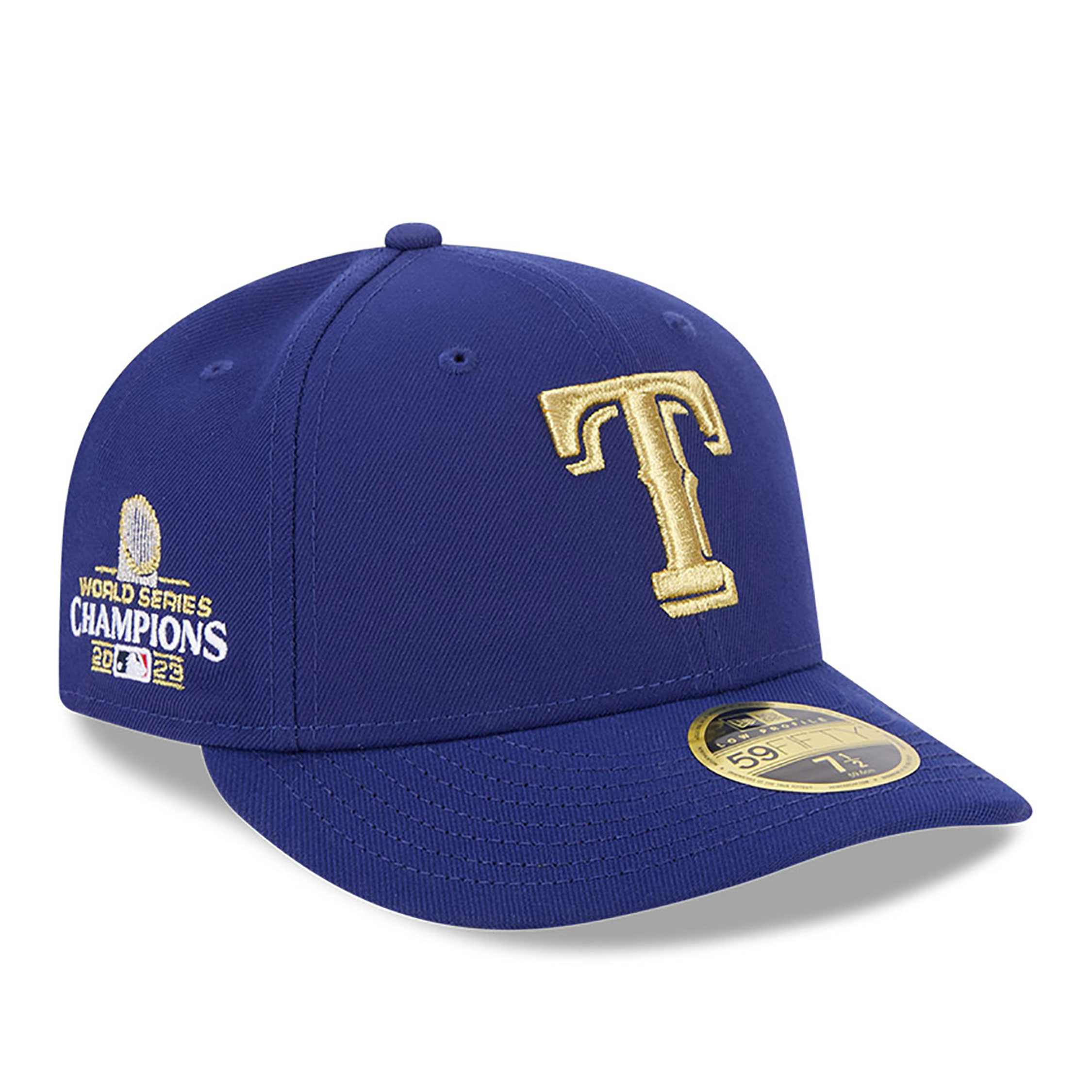 Texas Rangers MLB Gold Dark Blue Low Profile 59FIFTY Fitted Cap