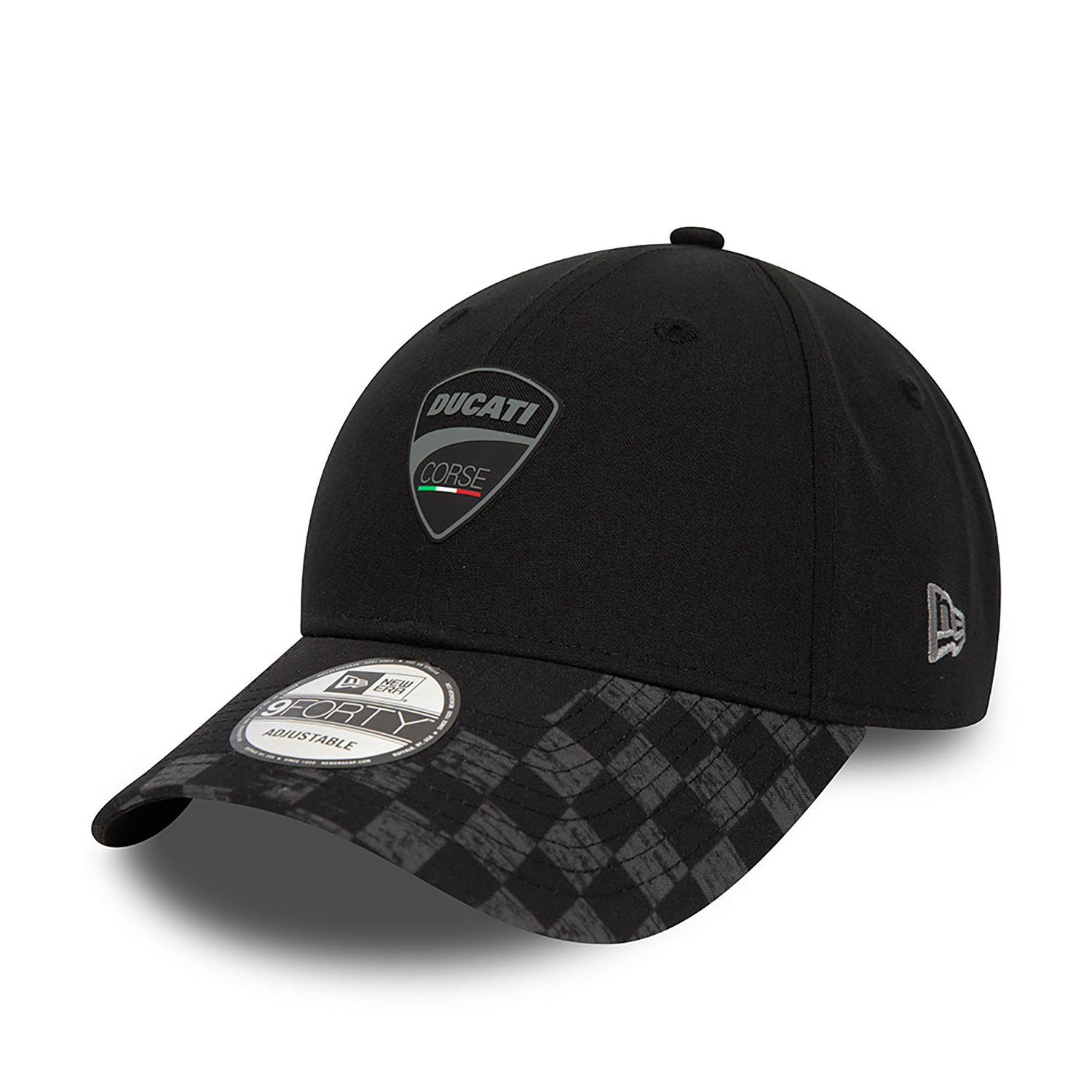 Ducati Motor Logo Corse Check Visor Black 9FORTY Adjustable Cap