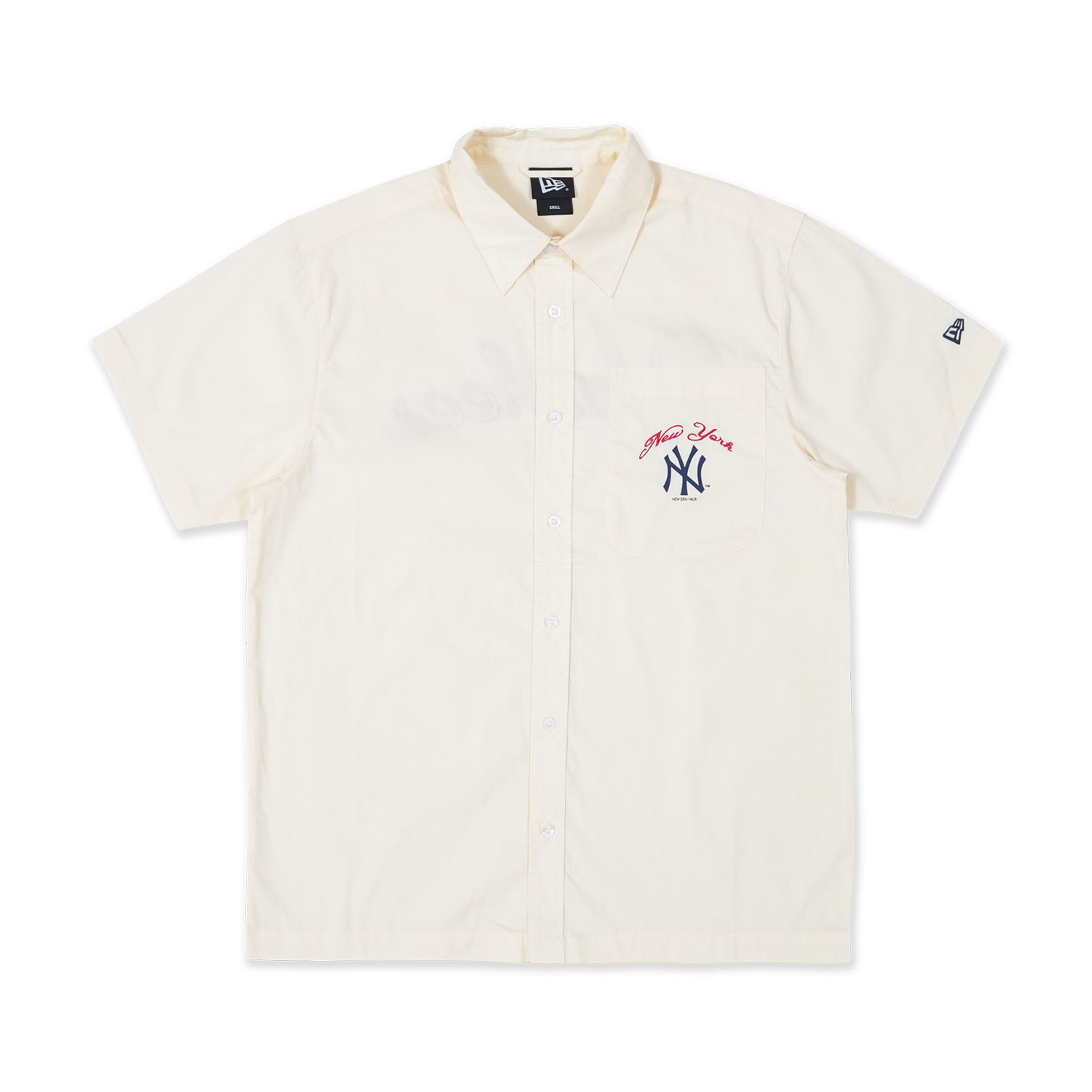 New York Yankees Cream Woven Short Sleeve Shirt